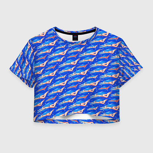 Женский топ Плывущие девушки на синем / 3D-принт – фото 1