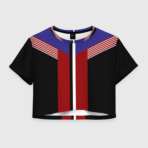 Женский топ Белые полосы на красном / 3D-принт – фото 1