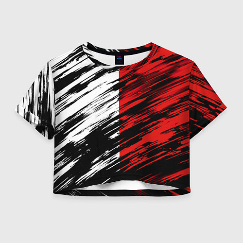 Женский топ Белые и красные полосы / 3D-принт – фото 1