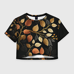 Футболка 3D укороченная женская Осеннее настроение - листья, цвет: 3D-принт