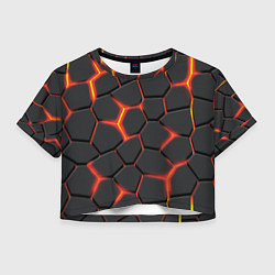 Футболка 3D укороченная женская Неоновый разлом - жёлтый, цвет: 3D-принт