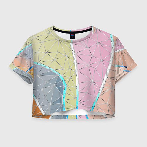 Женский топ Разноцветный фон из треугольников с металлическими / 3D-принт – фото 1
