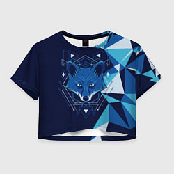 Футболка 3D укороченная женская Голова синей лисы, цвет: 3D-принт