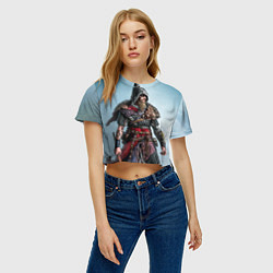 Футболка 3D укороченная женская Ассасин-викинг, цвет: 3D-принт — фото 2