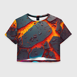 Футболка 3D укороченная женская Мультяшная лава, цвет: 3D-принт