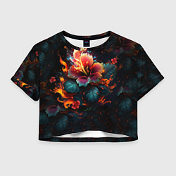 Женский топ Огненный цветок на темном фоне