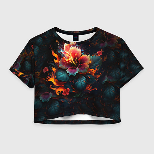 Женский топ Огненный цветок на темном фоне / 3D-принт – фото 1
