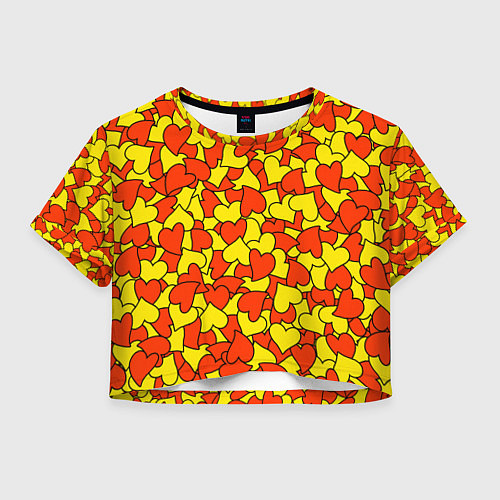 Женский топ Красно-желтые сердца / 3D-принт – фото 1