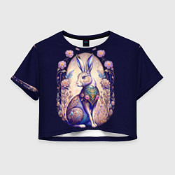 Футболка 3D укороченная женская Мистический заяц, цвет: 3D-принт