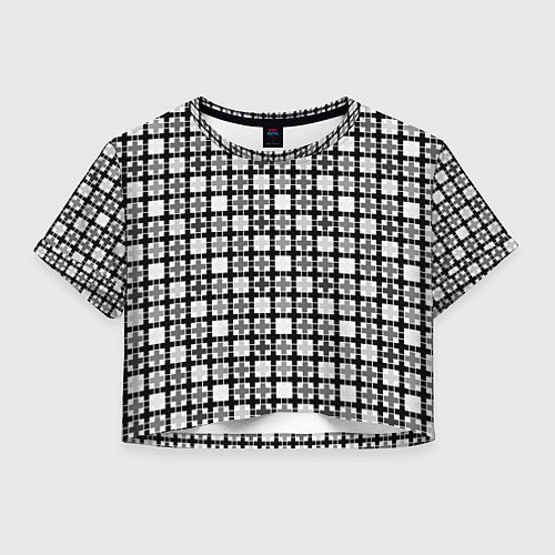 Женский топ Черно-белый геометрический мелкий узор / 3D-принт – фото 1