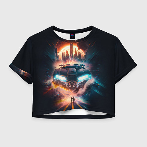 Женский топ Летающий автомобиль над городом будущего / 3D-принт – фото 1