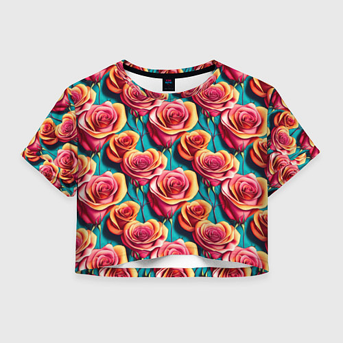 Женский топ Паттерн с розами / 3D-принт – фото 1