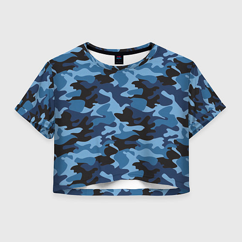 Женский топ Сине-черный камуфляж / 3D-принт – фото 1