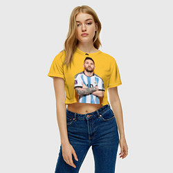 Футболка 3D укороченная женская Lionel Messi 10, цвет: 3D-принт — фото 2