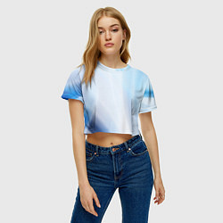 Футболка 3D укороченная женская Светлые синие и голубые волны, цвет: 3D-принт — фото 2