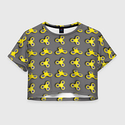 Футболка 3D укороченная женская Желтый спиннер, цвет: 3D-принт