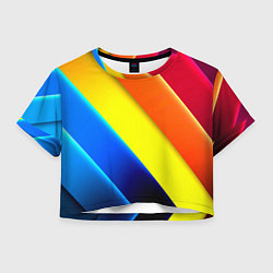 Футболка 3D укороченная женская Радужные полосы текстура, цвет: 3D-принт