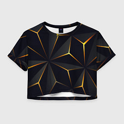 Футболка 3D укороченная женская Hexagon Line Smart, цвет: 3D-принт
