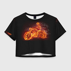 Футболка 3D укороченная женская Скорость байкера на максималках, цвет: 3D-принт