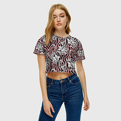 Футболка 3D укороченная женская Floral pattern - vanguard, цвет: 3D-принт — фото 2