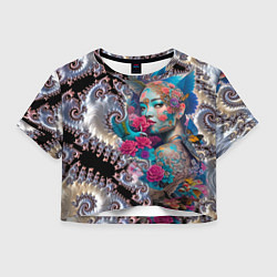 Футболка 3D укороченная женская Japanese beauty - irezumi, цвет: 3D-принт