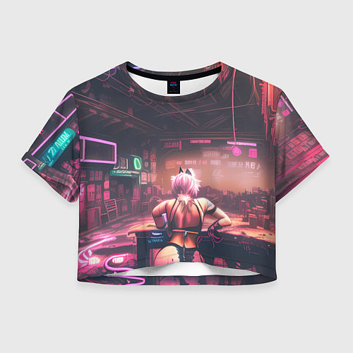 Женский топ Неоновый бар-девушка сзади / 3D-принт – фото 1