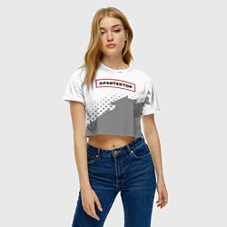 Футболка 3D укороченная женская Архитектор в рамке красного цвета, цвет: 3D-принт — фото 2