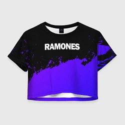 Футболка 3D укороченная женская Ramones purple grunge, цвет: 3D-принт