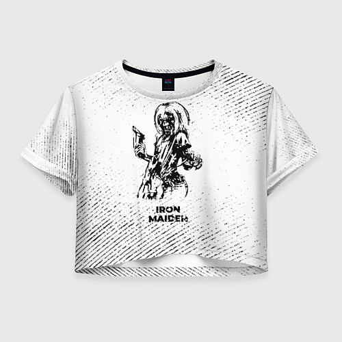 Женский топ Iron Maiden с потертостями на светлом фоне / 3D-принт – фото 1