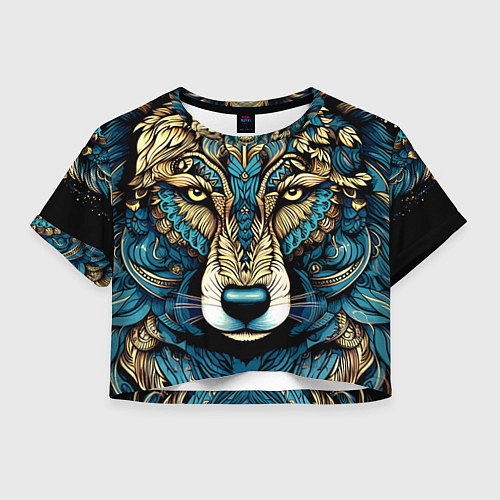 Женский топ Волк в бирюзовом орнаменте / 3D-принт – фото 1