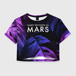 Футболка 3D укороченная женская Thirty Seconds to Mars neon monstera, цвет: 3D-принт