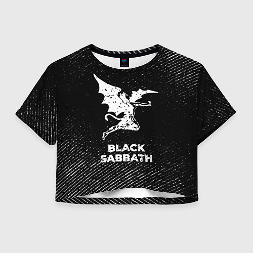 Женский топ Black Sabbath с потертостями на темном фоне / 3D-принт – фото 1