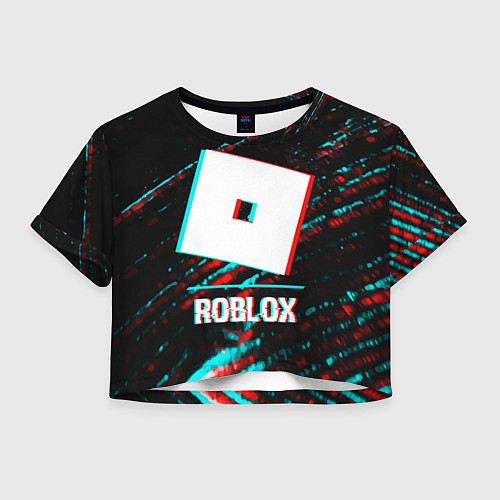 Женский топ Roblox в стиле glitch и баги графики на темном фон / 3D-принт – фото 1