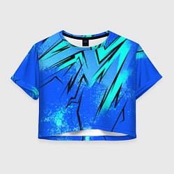 Футболка 3D укороченная женская Sport uniform - синие брызки, цвет: 3D-принт