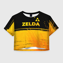 Футболка 3D укороченная женская Zelda - gold gradient: символ сверху, цвет: 3D-принт