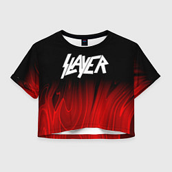 Футболка 3D укороченная женская Slayer red plasma, цвет: 3D-принт