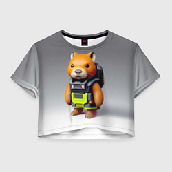 Женский топ Кроха-капибара - киберпанк - нейросеть