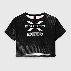 Футболка 3D укороченная женская Exeed с потертостями на темном фоне, цвет: 3D-принт