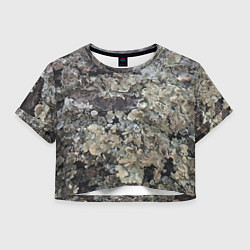 Футболка 3D укороченная женская Текстура мха на дереве, цвет: 3D-принт