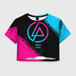 Футболка 3D укороченная женская Linkin Park - neon gradient, цвет: 3D-принт