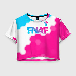 Футболка 3D укороченная женская FNAF neon gradient style: символ сверху, цвет: 3D-принт