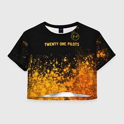 Футболка 3D укороченная женская Twenty One Pilots - gold gradient: символ сверху, цвет: 3D-принт