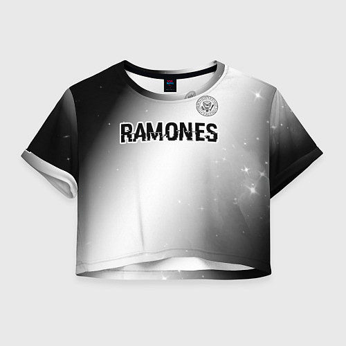 Женский топ Ramones glitch на светлом фоне: символ сверху / 3D-принт – фото 1