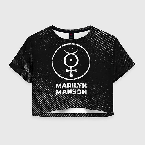 Женский топ Marilyn Manson с потертостями на темном фоне / 3D-принт – фото 1