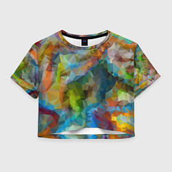 Футболка 3D укороченная женская Color pattern, цвет: 3D-принт