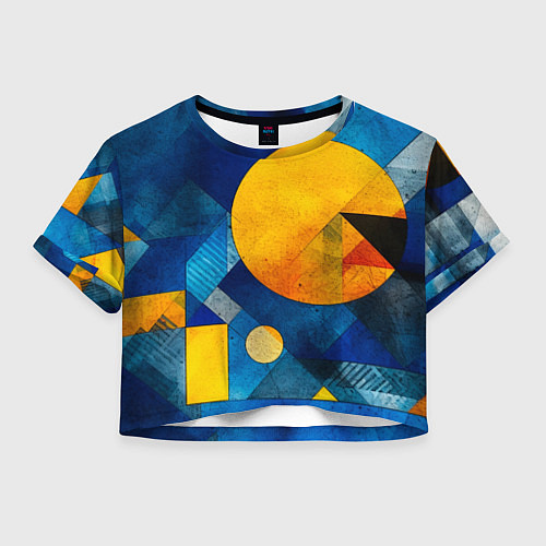 Женский топ Жёлтая и синяя геометрия / 3D-принт – фото 1