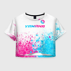 Футболка 3D укороченная женская Yamaha neon gradient style: символ сверху, цвет: 3D-принт