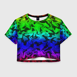 Футболка 3D укороченная женская Камуфляж спектр, цвет: 3D-принт