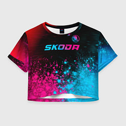 Женский топ Skoda - neon gradient: символ сверху