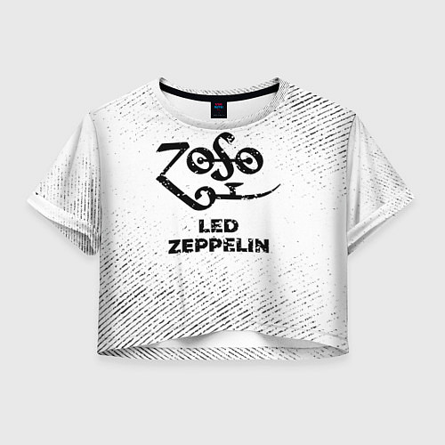 Женский топ Led Zeppelin с потертостями на светлом фоне / 3D-принт – фото 1